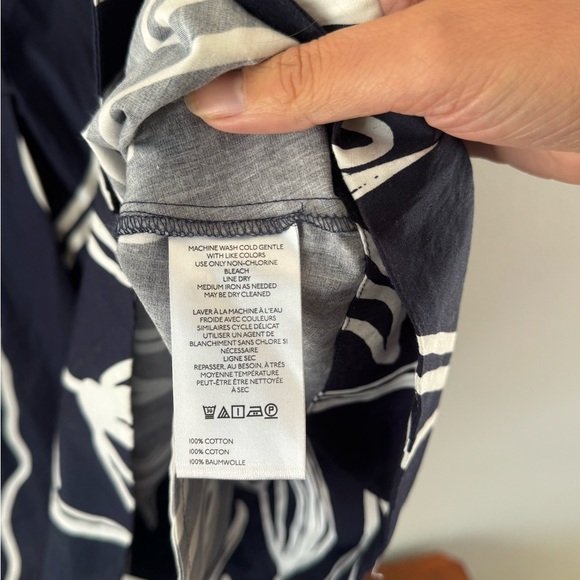 NWT  By Anthropologie Navy & White Floral Pollie Mini Short sleeve swing Dress - Picture 7 of 8